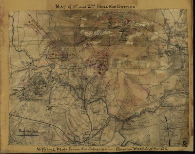 Map of 1st and 2nd Bull Run Battles by Robert Knox Sneden