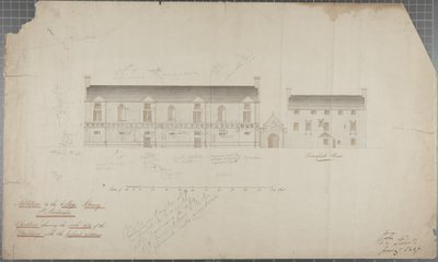 Architectural drawing of the University Library, 1827 by Robert Payton Reid