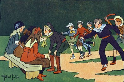 The Gymkhana (course on a trial circuit with referees). Engraving in 