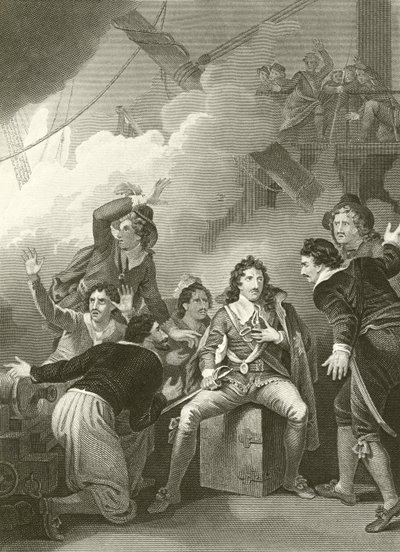 The Earl of Sandwich refusing to quit his vessel while on fire by Robert Smirke
