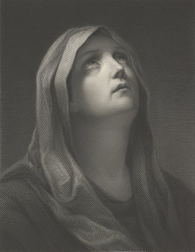 Head of the Virgin Looking Up to the Right, after Reni, 1869 by Robert Trossin