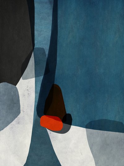 Modern Blue Red Forms by Roberto Moro