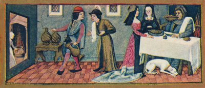 January - dinner at New Year, 15th century by Robinet Testard