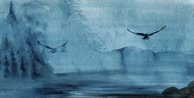 Birds in Blue Mist by RodMacIver