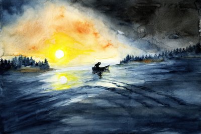 Canoe on Golden Lake by RodMacIver