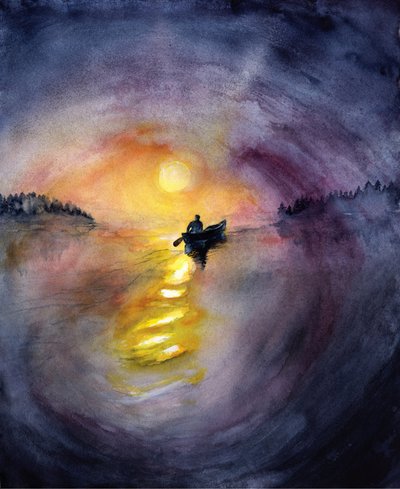 Solitary Sunset Lake by RodMacIver