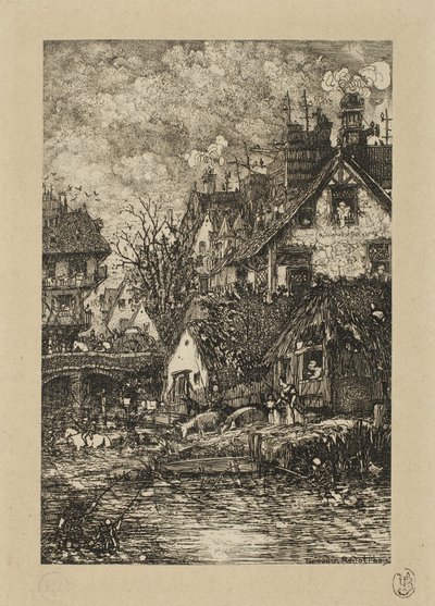Entering a Village, from Revue Fantaisiste by Rodolphe Bresdin