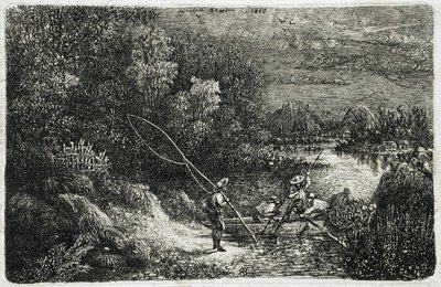 Fisherman in a Fantastic Landscape by Rodolphe Bresdin