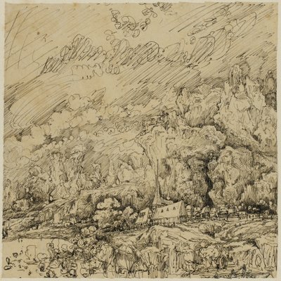 Landscape with an Old Church by Rodolphe Bresdin