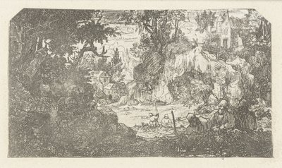 Landscape with Resting Travelers by Rodolphe Bresdin
