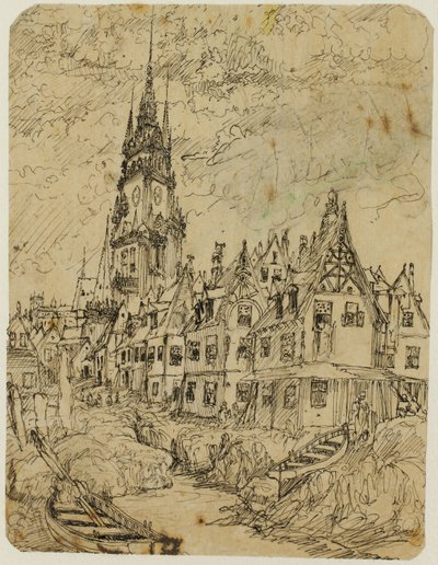 Maritime Village by Rodolphe Bresdin