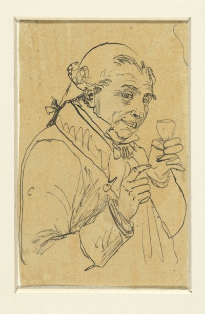 Old Gentleman in 18th Century Costume, Raising a Glass of Wine in His Left Hand by Rodolphe Bresdin