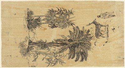 Study Sheet with Palm Trees in Two Groups by Rodolphe Bresdin