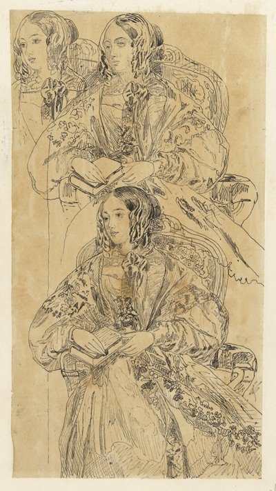 Study Sheet with Seated Lady by Rodolphe Bresdin