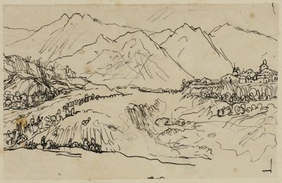 Village in Mountains by Rodolphe Bresdin