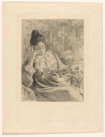 Woman Reading in a Chair by Rodolphe Piguet