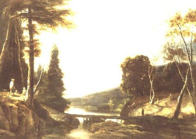 A Rocky Wooded River Landscape with Peasants on a Path and Herdsmen by a Footbridge by Roelandt Roghman