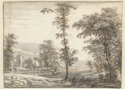 Wooded Landscape with a Traveller on a Path by Roelant Roghman