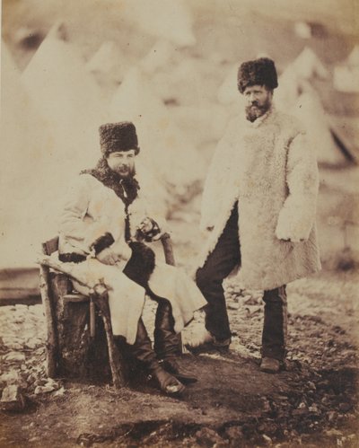 Captain Brown 4th Regiment of Light Dragoons and Servant in Winter Dress, from an album of 52 photographs associated with the Crimean War, 1855 by Roger Fenton