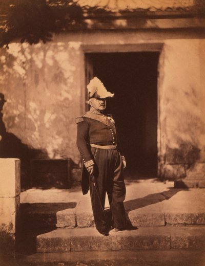 French Marechal Pelissier, Full-Length Portrait in Uniform and Hat, Standing in front of Building, Crimean War, Crimea, Ukraine by Roger Fenton