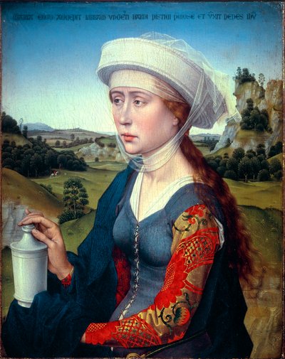 Triptych of the Braque Family: Representation of Saint Mary Magdalene (Right Panel) by Rogier van der Weyden