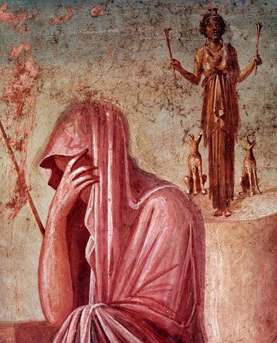 Agamemnon, in the Sacrifice of Iphigenia (fresco) by Roman
