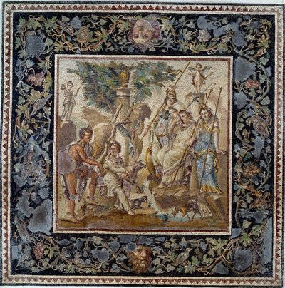 Art of Ancient Rome: Judgment of Paris. Mosaic from the house of the Atrium in Antioch, 2nd century AD. Louvre Museum by Roman