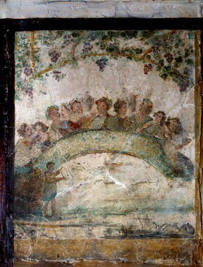 Art of ancient Rome: pampers and genies wings. Fresco of the 1st century AD by Roman