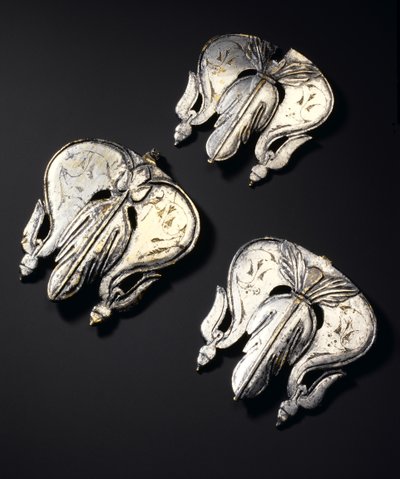 Cavalry harness pendants with remains of niello decoration, from the Roman site at Newstead, Melrose, AD 80-100 by Roman
