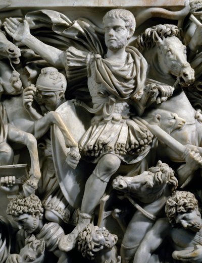 Equestrian Portrait of Hostilianus, Son of Emperor Decius, Together with His Guards on Horseback, (detail) by Roman
