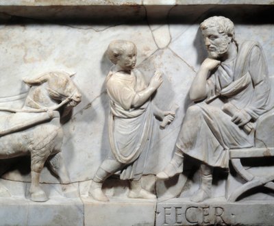 Fragment of the Sarcophagus of Marcus Cornelius Statius (Detail) by Roman