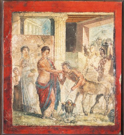 Fresco depicting centaur at wedding of Pirithous and Hippodamia from Pompeii, Italy by Roman