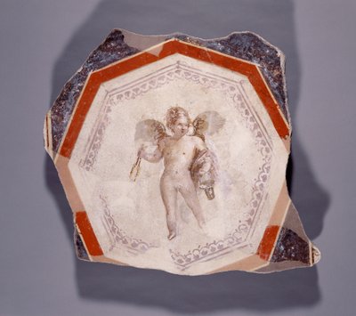 Fresco of Cupid holding two sticks and a pail by Roman