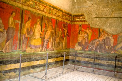 Initiation rites of the cult of Dionysus, fresco from the Villa Dei Mysteri by Roman
