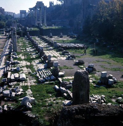 Location where the Basilica Giulia started by Cesar around 54 BC and ended by Augustus - Roman Forum, Rome by Roman
