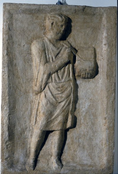Low Roman Relief from the 3rd Century AD. A Writer by Roman