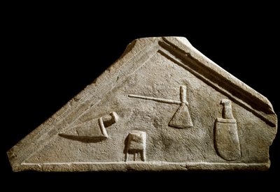 Pediment Decorated with Knives and Butcher Objects by Roman