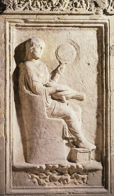 Relief depicting a Roman lady with a mirror by Roman