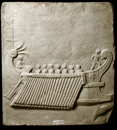 Roman Art: Roman Trireme - Fragment of Marble Frieze from Pozzuoli by Roman