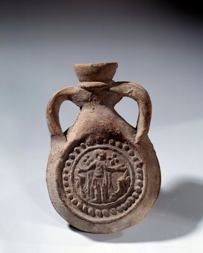 Roman Art: Terracotta eulogy bulb with foot representing a saint. 4th century AD. Paris, Louvre Museum by Roman