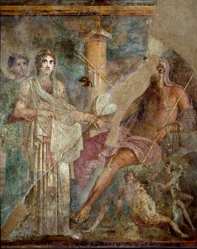 Roman Art: The wedding of Zeus and Hera on Mount Ida. Roman fresco from the site of the house of the Tragic Poet in Pompei. 1st century AD. Naples, Museo Archeologico Nazionale by Roman