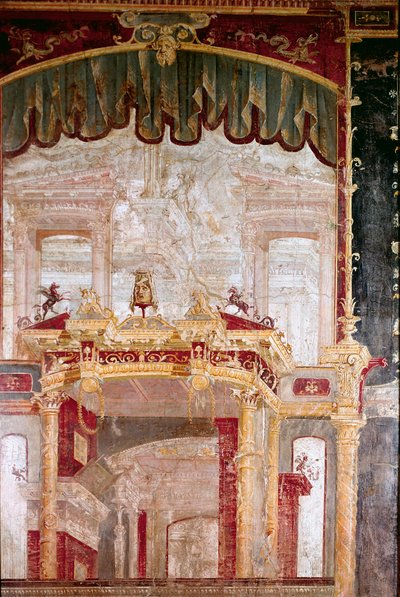Roman Art: Decor Roman Fresco of the 4th Pompeian Style from Ercolano (Herculanum or Herculaneum) 60-80 AD by Roman