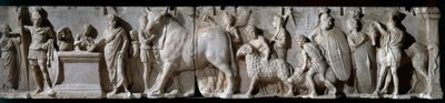 Roman Art: Altar of Domitius Ahenobarbus. 100 BC. Scene of Sacrifice to the God Mars by Roman