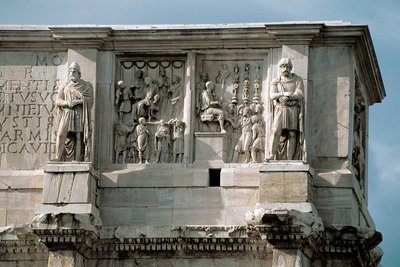 Low Marble Relief Representing the Distribution of Subsidies to the People and the Surrender of a Barbarian Leader by Roman