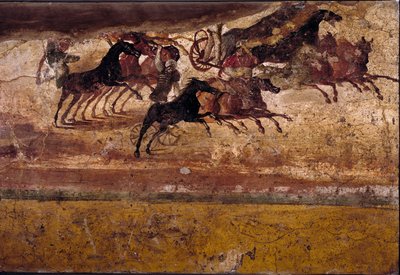 Race of quadriges. Fresco from the villa of the quadrige. 4th style, Pompei by Roman