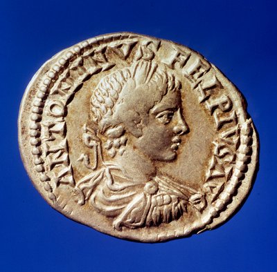 Roman Art: Silver Denier with the Effigy of the Roman Emperor Elagabal by Roman
