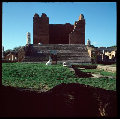 Roman art: view of the ruins of the capitol, archeological site of Ostia by Roman