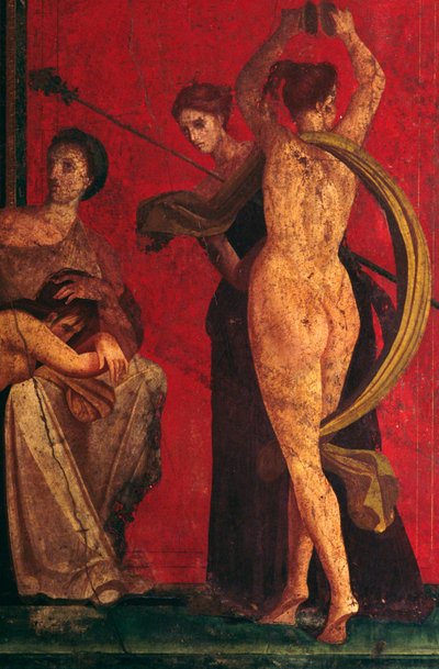 Scene from the Initiation to the Dionysiac mysteries, Triclinium of the Villa of the Mysteries, Pompeii by Roman