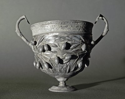Silver Kantharos with Olive Branch by Roman
