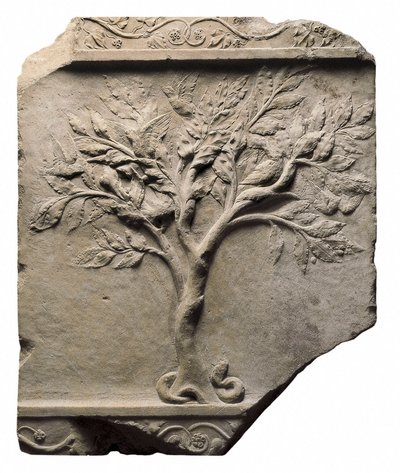 Tree, Bird and a Snake, Relief by Roman